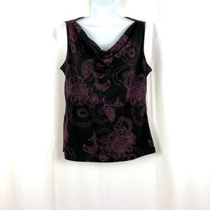 Amanda Smith patterned knit cowl neck tank top S